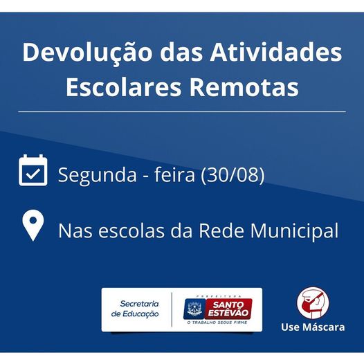 Devolução das atividades escolares remotas