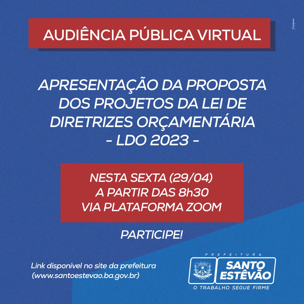 Confira o link e participe da Audiência Pública Virtual Lei de Diretrizes Orçamentárias – LDO 2023 