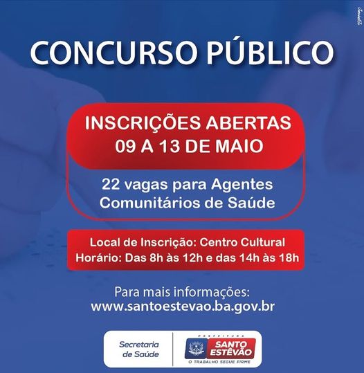 Concurso Público para Agente Comunitário de Saúde. 