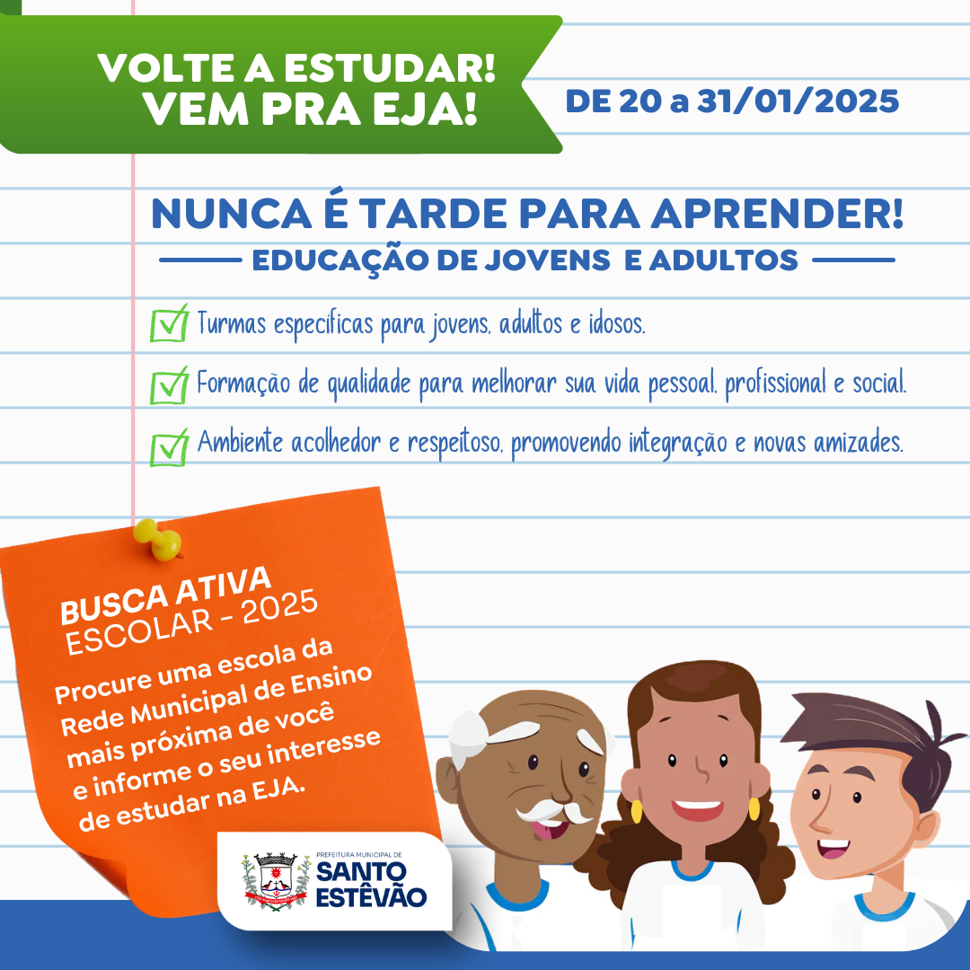 Matrículas Abertas para o EJA: Nunca é tarde para aprender! 